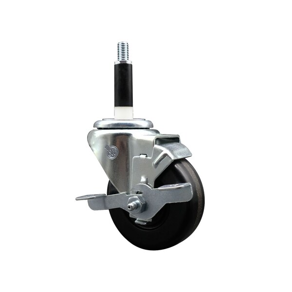 Service Caster 3.5'' SS Phenolic Swivel 7/8'' Expanding Stem Caster with Brake SCC-SSEX20S3514-PHS-TLB-78 - main